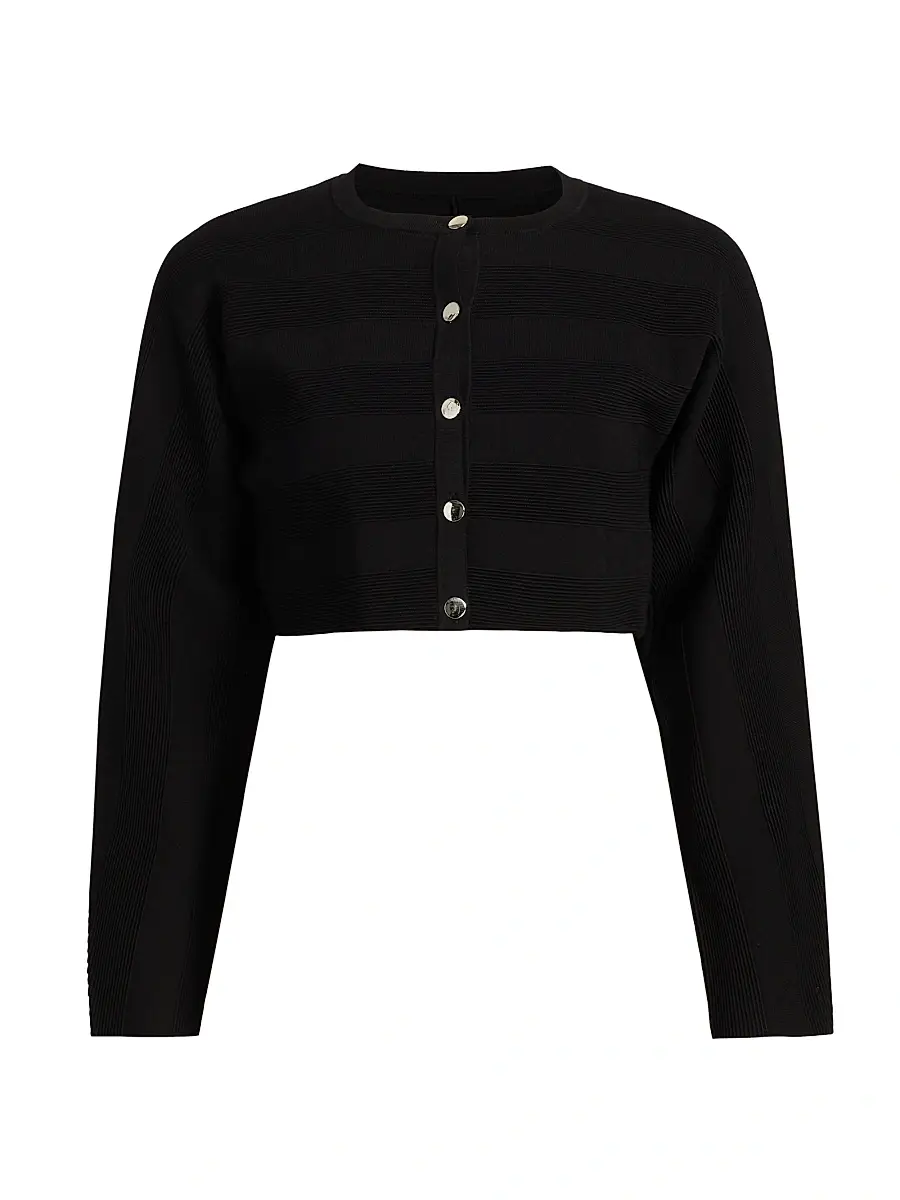 Et Ochs Women's Livv Rib-Knit Crop Cardigan - Black | Image 1 Et Ochs Women's Livv Rib-Knit Crop Cardigan - Black | Image 1
