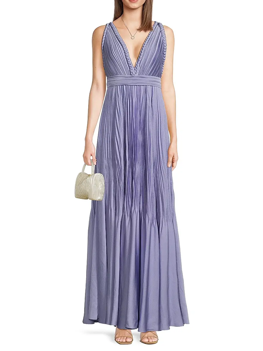 Ungaro Women's Hazel Pleated Satin V-Neck Gown | Thumbnail 2 Ungaro Women's Hazel Pleated Satin V-Neck Gown | Thumbnail 2