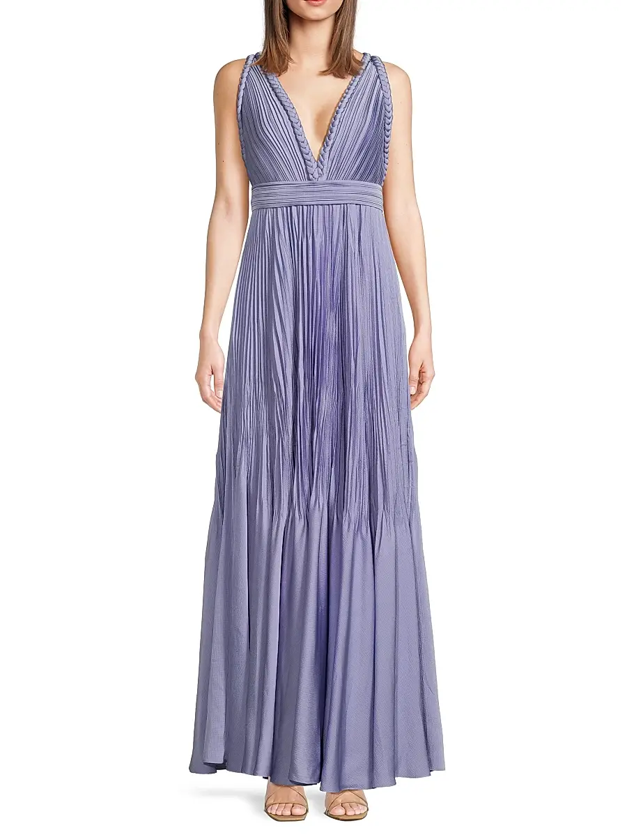 Ungaro Women's Hazel Pleated Satin V-Neck Gown | Thumbnail 3 Ungaro Women's Hazel Pleated Satin V-Neck Gown | Thumbnail 3