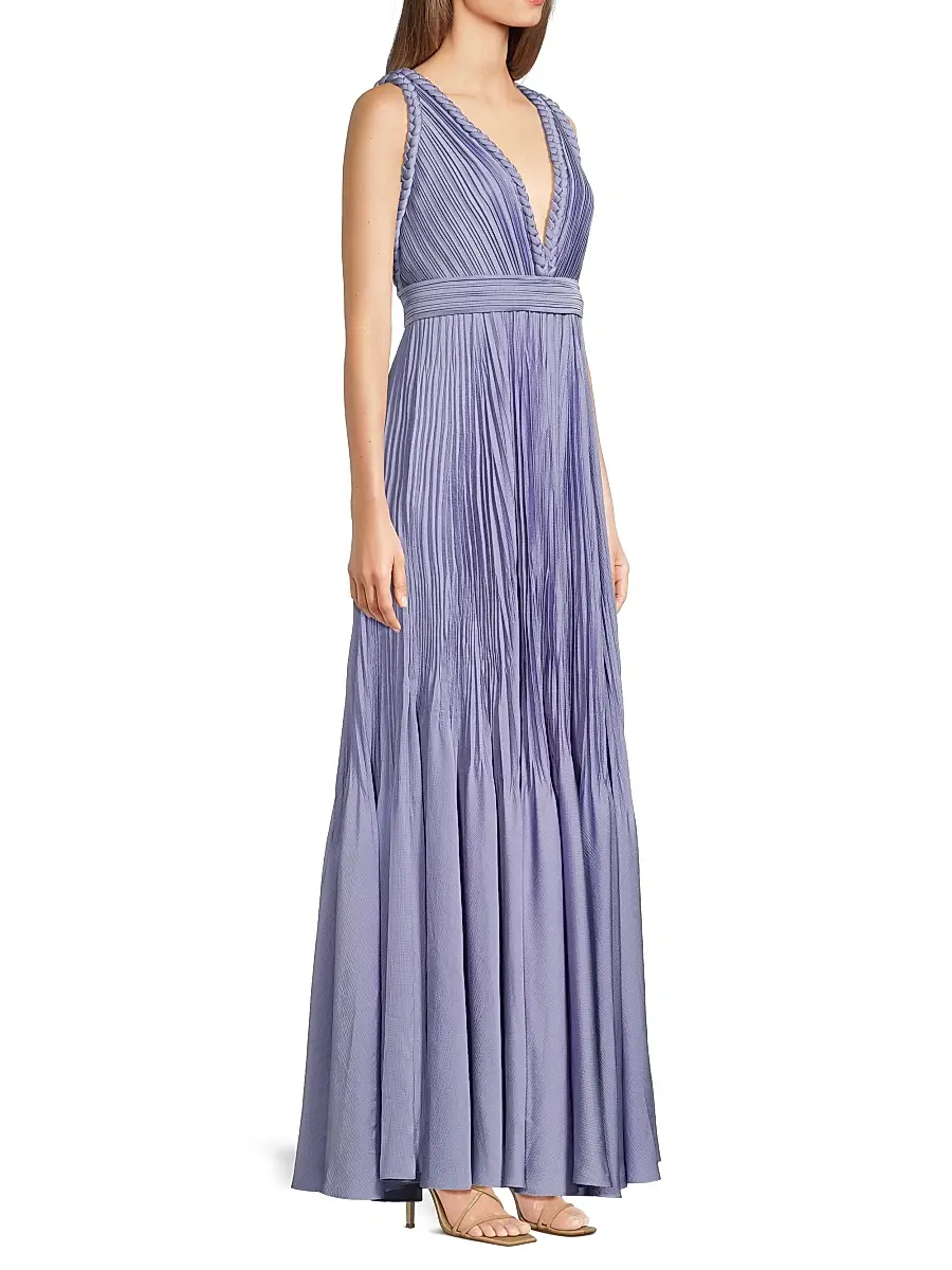Ungaro Women's Hazel Pleated Satin V-Neck Gown | Thumbnail 4 Ungaro Women's Hazel Pleated Satin V-Neck Gown | Thumbnail 4