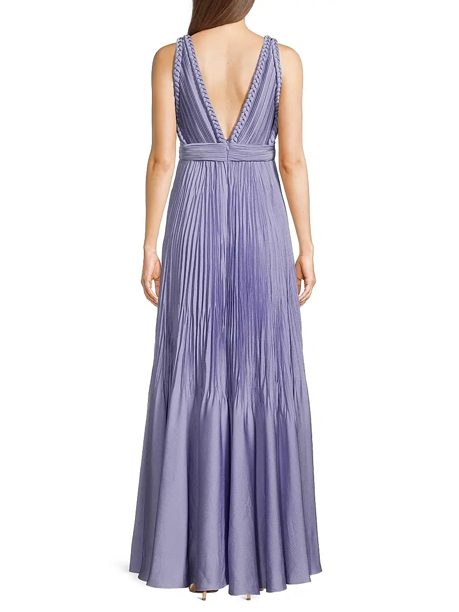 Ungaro Women's Hazel Pleated Satin V-Neck Gown | Thumbnail 5 Ungaro Women's Hazel Pleated Satin V-Neck Gown | Thumbnail 5