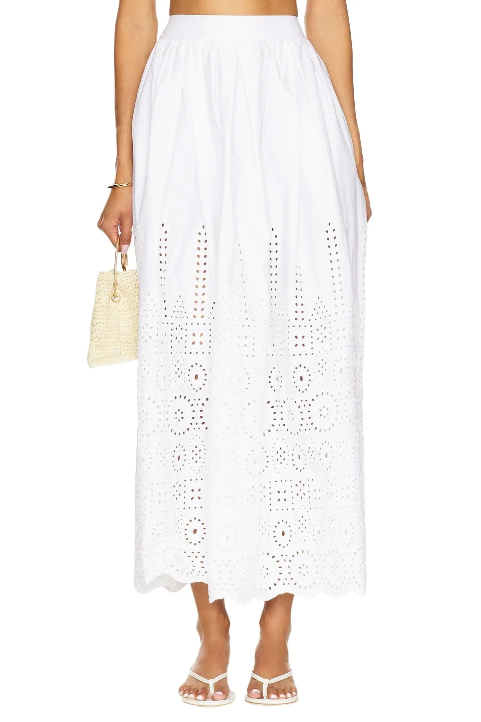 Embroidered Poplin Maxi Skirt