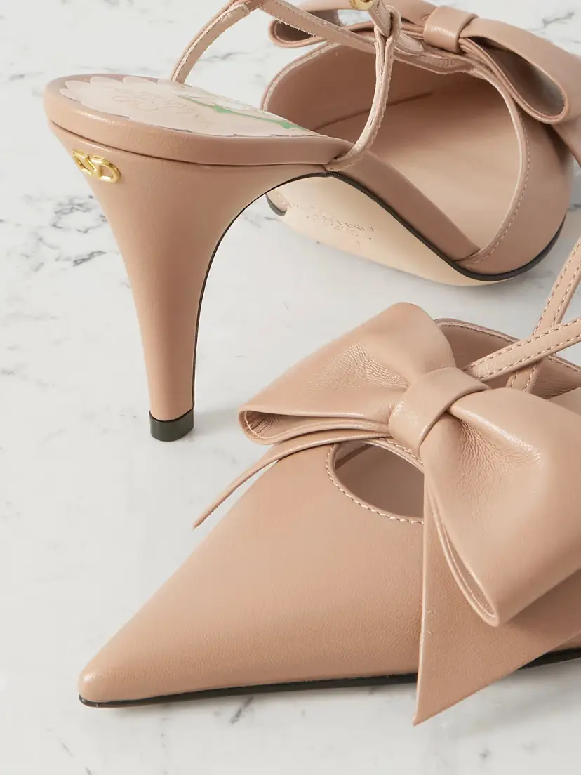 Valentino Garavani 85 Bowow Bow-detailed Leather Slingback Pumps | Thumbnail 4
