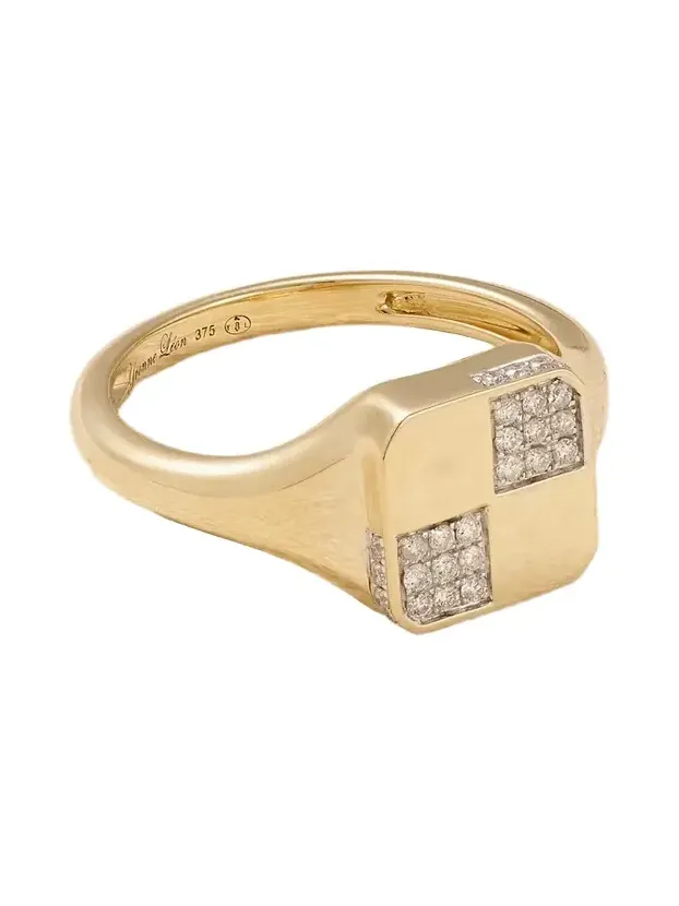 9-karat Gold Diamond Signet Ring 9-karat Gold Diamond Signet Ring
