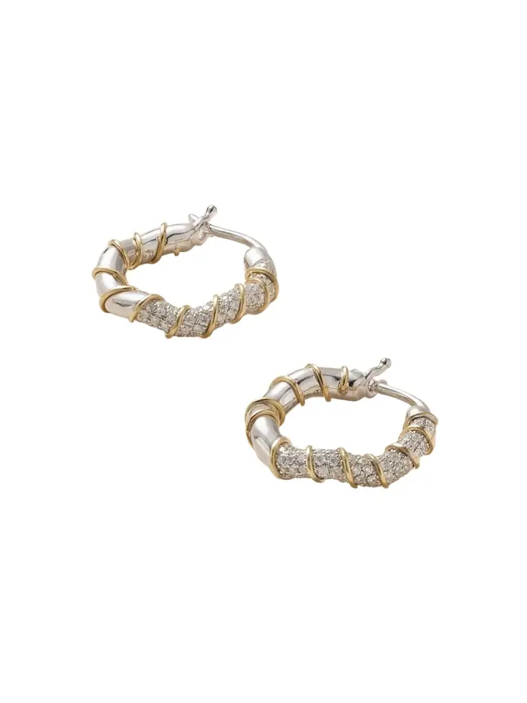 Yvonne Léon 18-karat White And Yellow Gold Diamond Hoop Earrings | Image 1 Yvonne Léon 18-karat White And Yellow Gold Diamond Hoop Earrings | Image 1