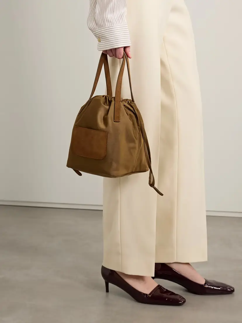 Khaite Rory Suede-trimmed Shell Bucket Bag | Thumbnail 2
