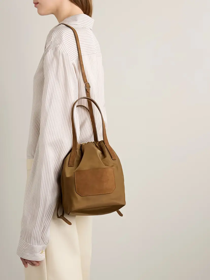 Khaite Rory Suede-trimmed Shell Bucket Bag | Thumbnail 6
