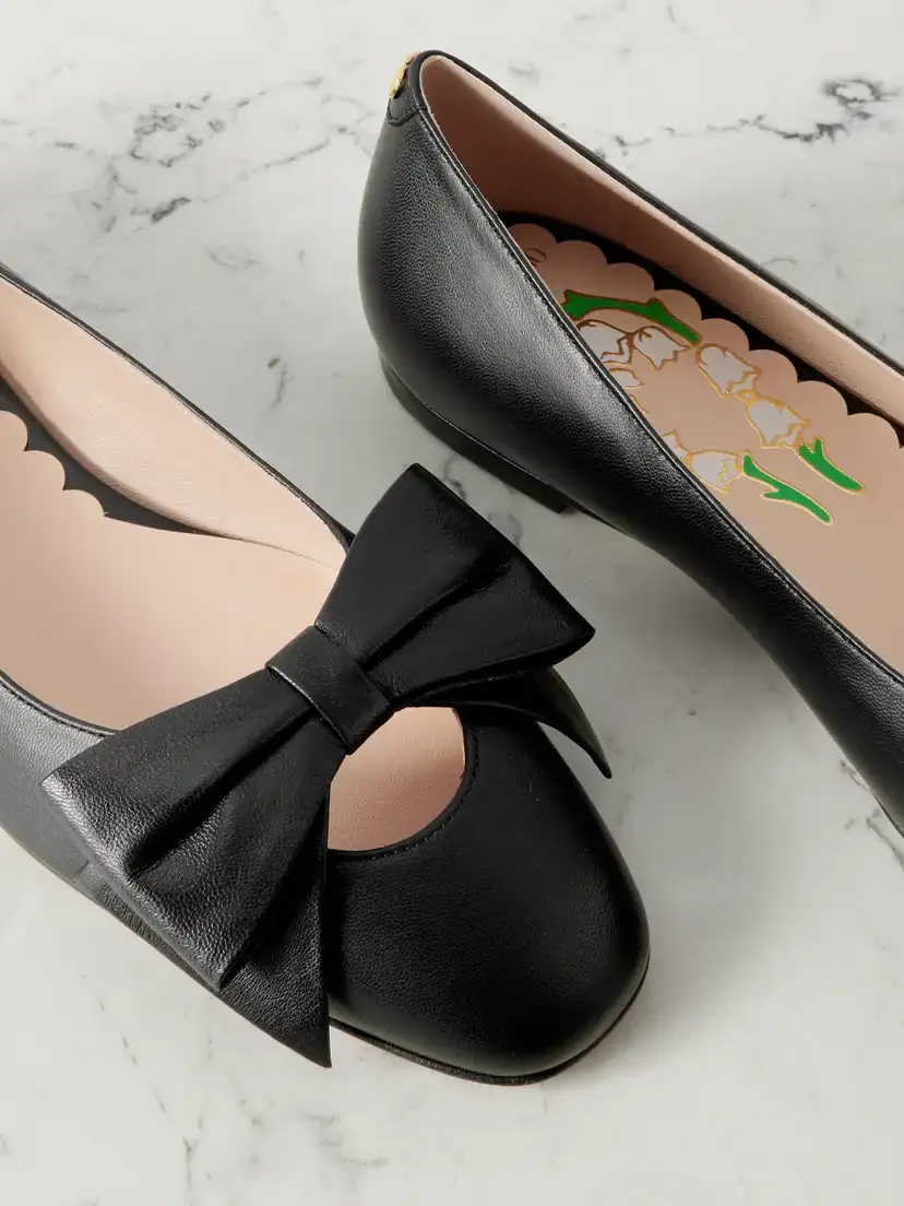 Valentino Garavani Bowow Leather Ballet Flats | Thumbnail 4