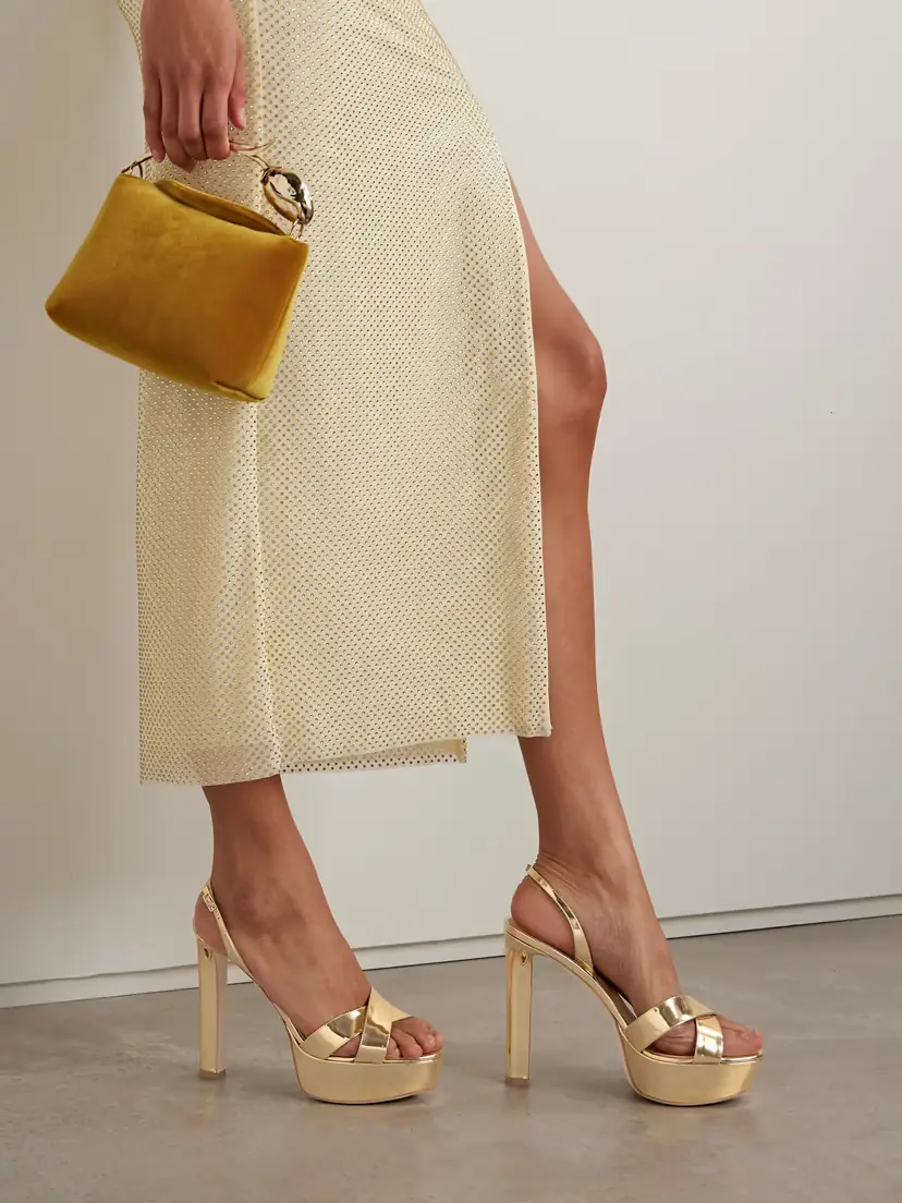 Jennifer Chamandi Leonardo 130 Metallic Leather Platform Slingback Sandals | Thumbnail 2 Jennifer Chamandi Leonardo 130 Metallic Leather Platform Slingback Sandals | Thumbnail 2