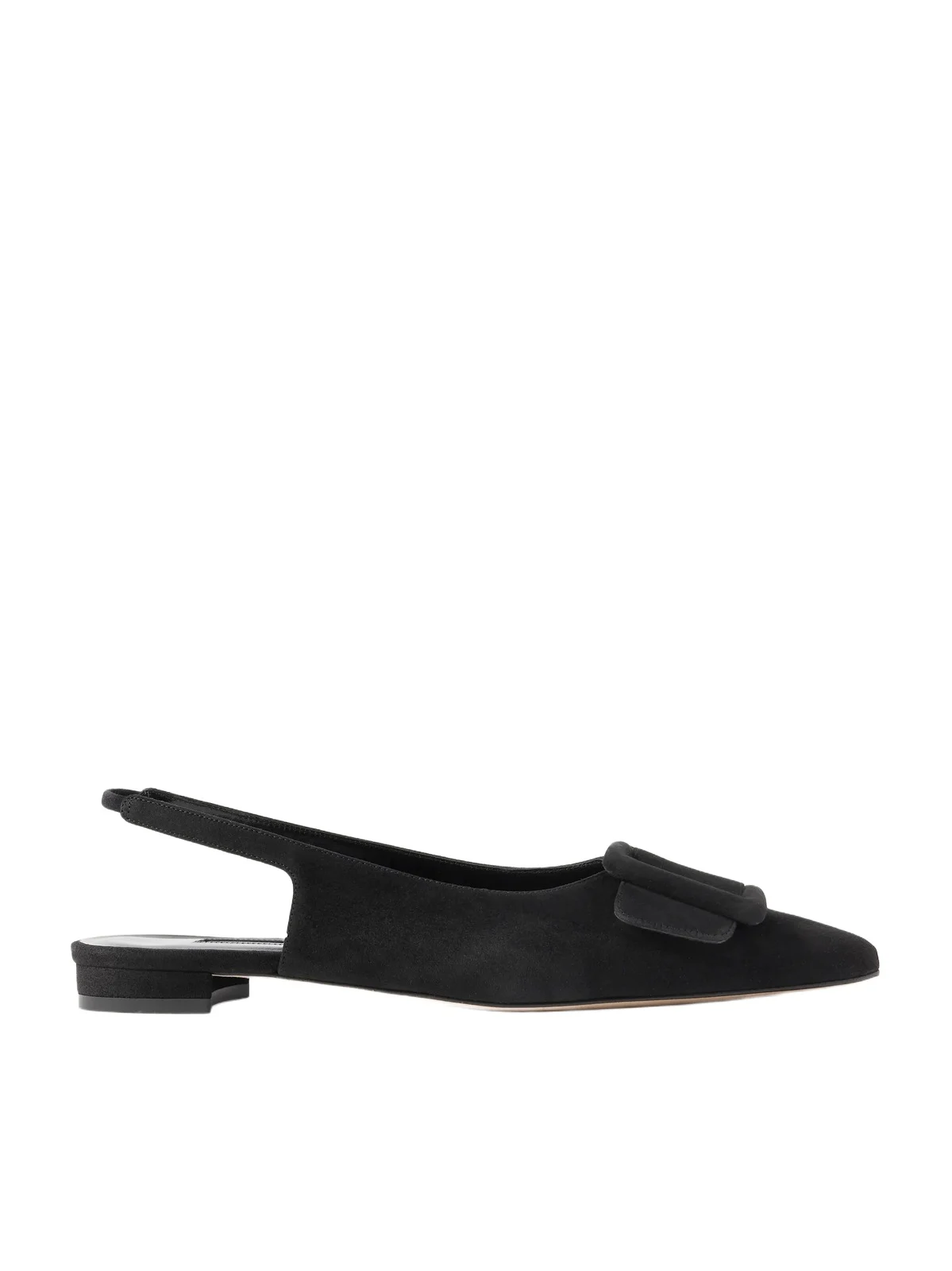 Manolo Blahnik Maylura Buckled Suede Slingback Flats