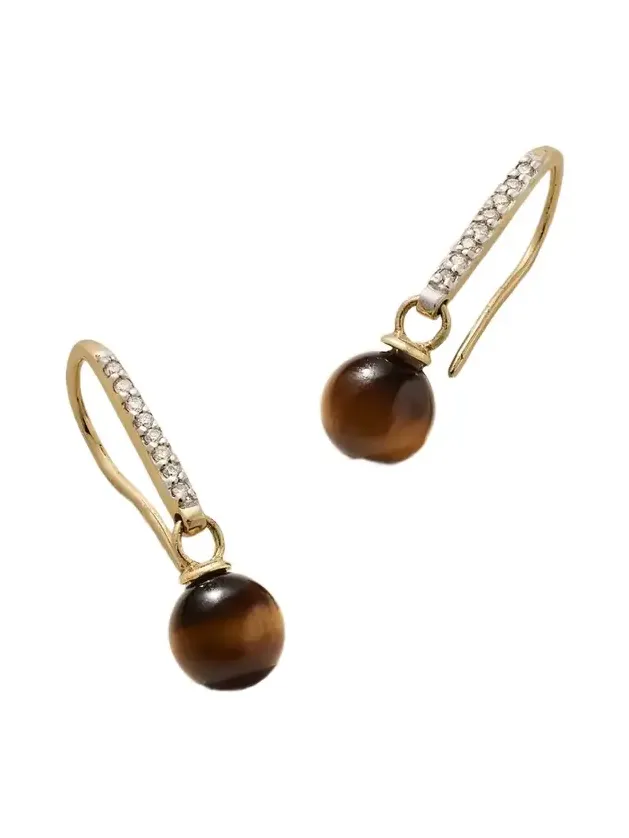 14-karat Gold, Tiger's Eye And Diamond Earrings
