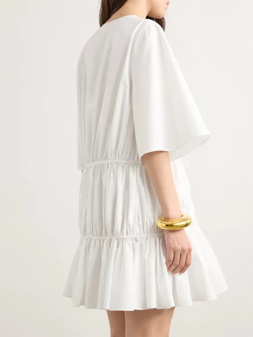 Alaïa Gathered Cotton-poplin Mini Dress | Thumbnail 3 Alaïa Gathered Cotton-poplin Mini Dress | Thumbnail 3