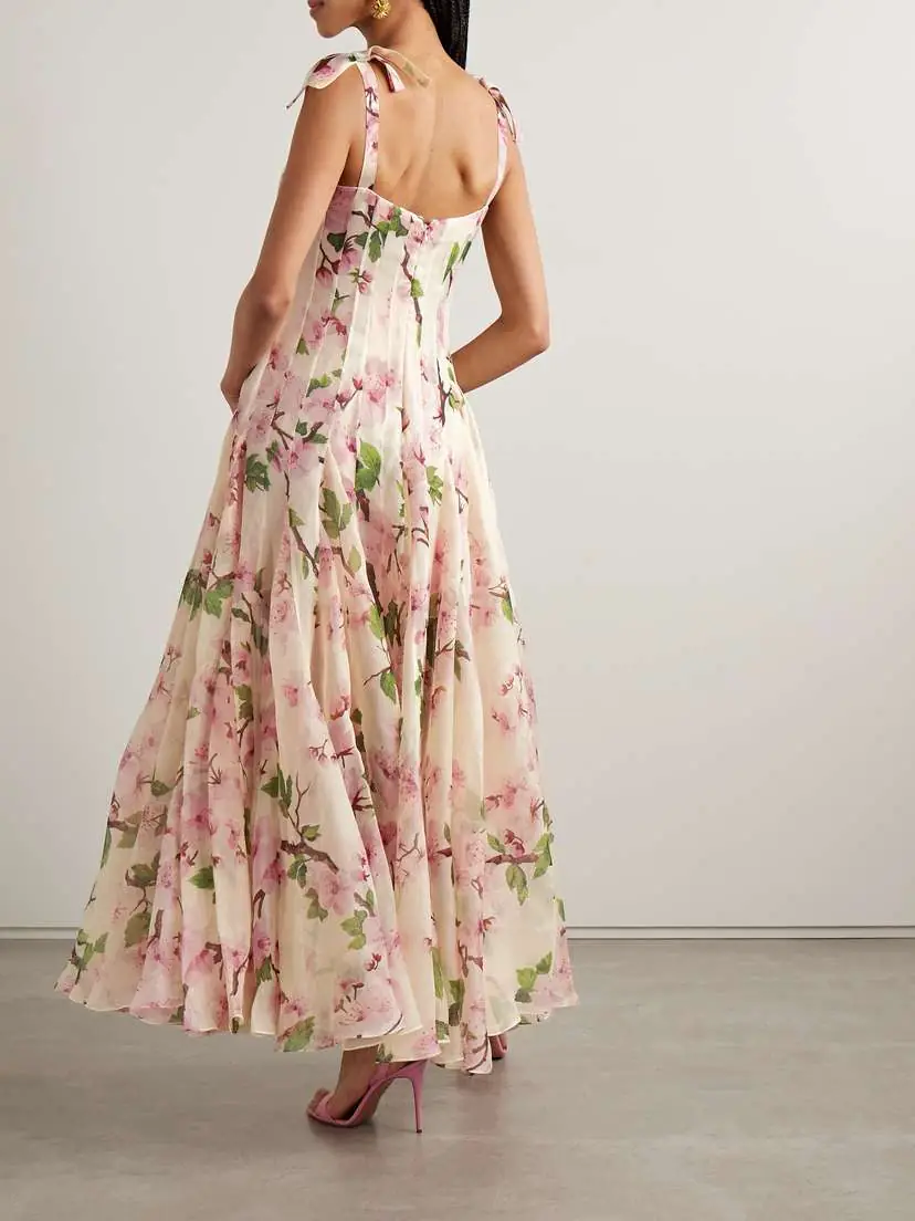 Oscar de la Renta Pleated Floral-print Silk-blend Organza Gown | Thumbnail 4 Oscar de la Renta Pleated Floral-print Silk-blend Organza Gown | Thumbnail 4