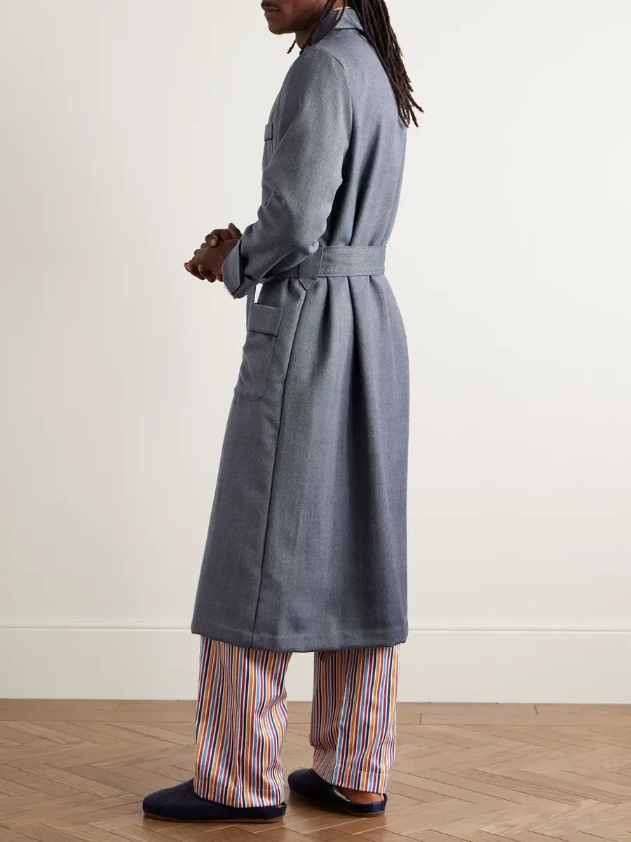 Derek Rose Lincoln 11 Belted Herringbone Wool Robe - Men | Thumbnail 3 Derek Rose Lincoln 11 Belted Herringbone Wool Robe - Men | Thumbnail 3