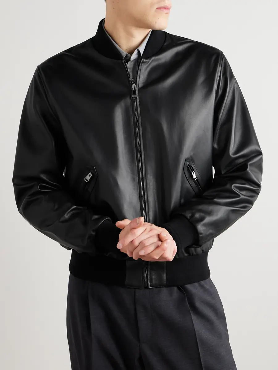 Canali Reversible Leather and Shell Bomber Jacket - Men | Thumbnail 3 Canali Reversible Leather and Shell Bomber Jacket - Men | Thumbnail 3