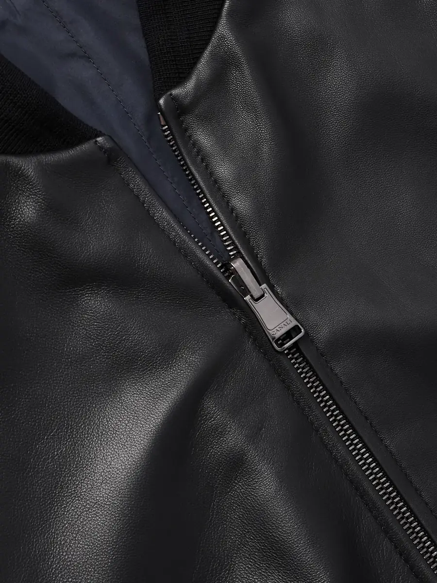 Canali Reversible Leather and Shell Bomber Jacket - Men | Thumbnail 5 Canali Reversible Leather and Shell Bomber Jacket - Men | Thumbnail 5