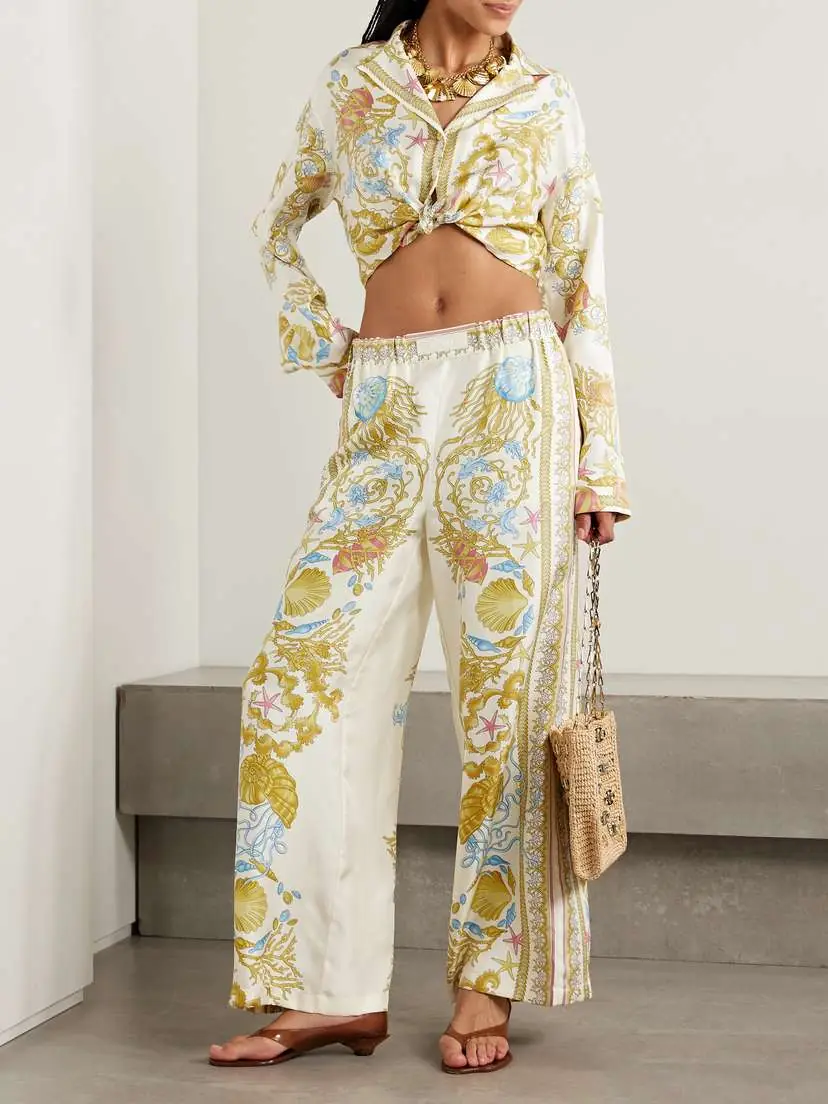 Versace Printed Silk-twill Wide-leg Pants | Thumbnail 2