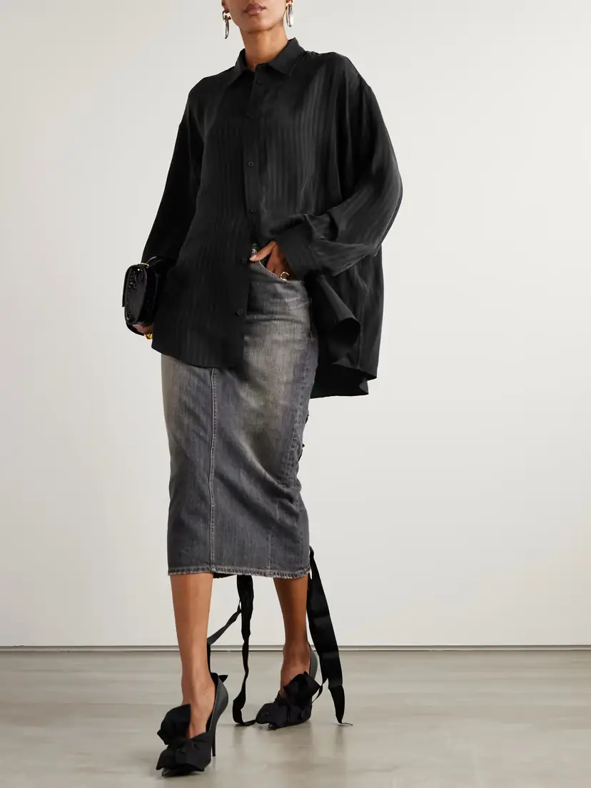 Balenciaga Striped Satin-jacquard Shirt | Thumbnail 2 Balenciaga Striped Satin-jacquard Shirt | Thumbnail 2