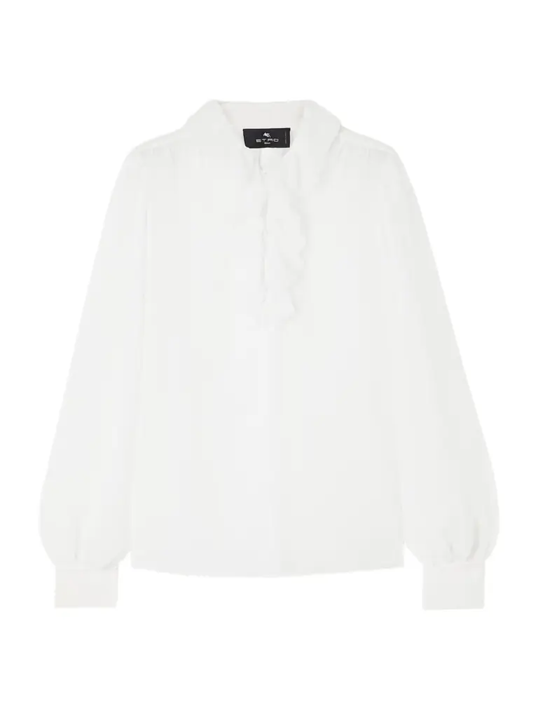 Ruffled Jacquard Blouse