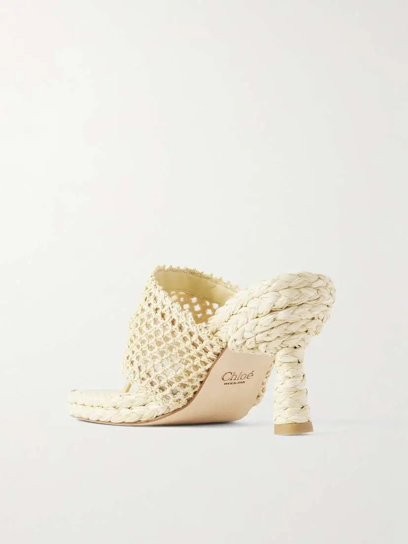 Chloé Isla Crocheted Raffia Mules | Thumbnail 3