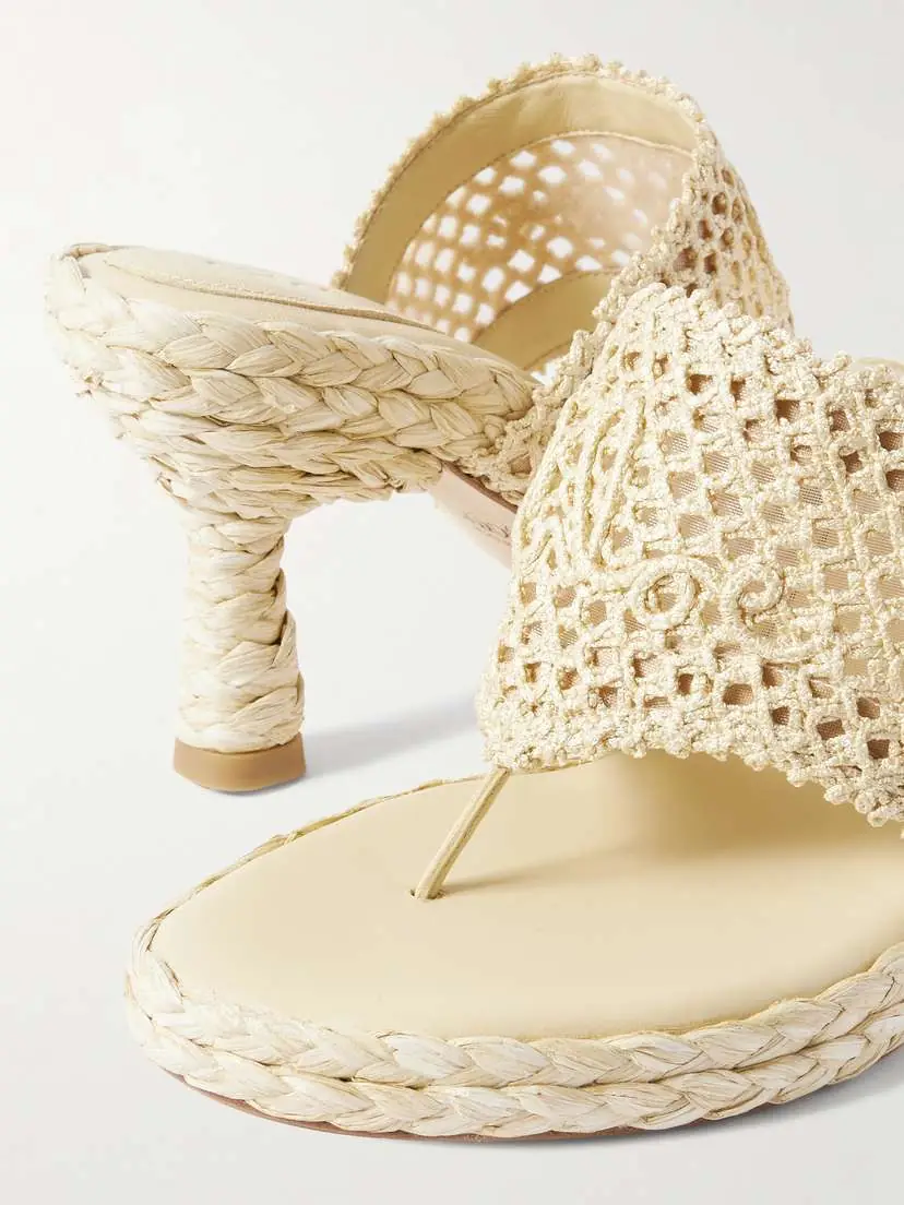 Chloé Isla Crocheted Raffia Mules | Thumbnail 4