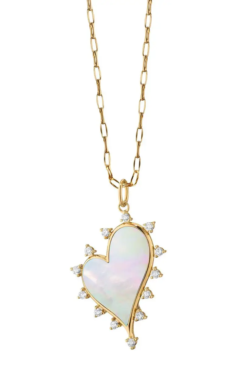 MONICA RICH KOSANN Diamond Pearl Heart Necklace | Image 1 MONICA RICH KOSANN Diamond Pearl Heart Necklace | Image 1