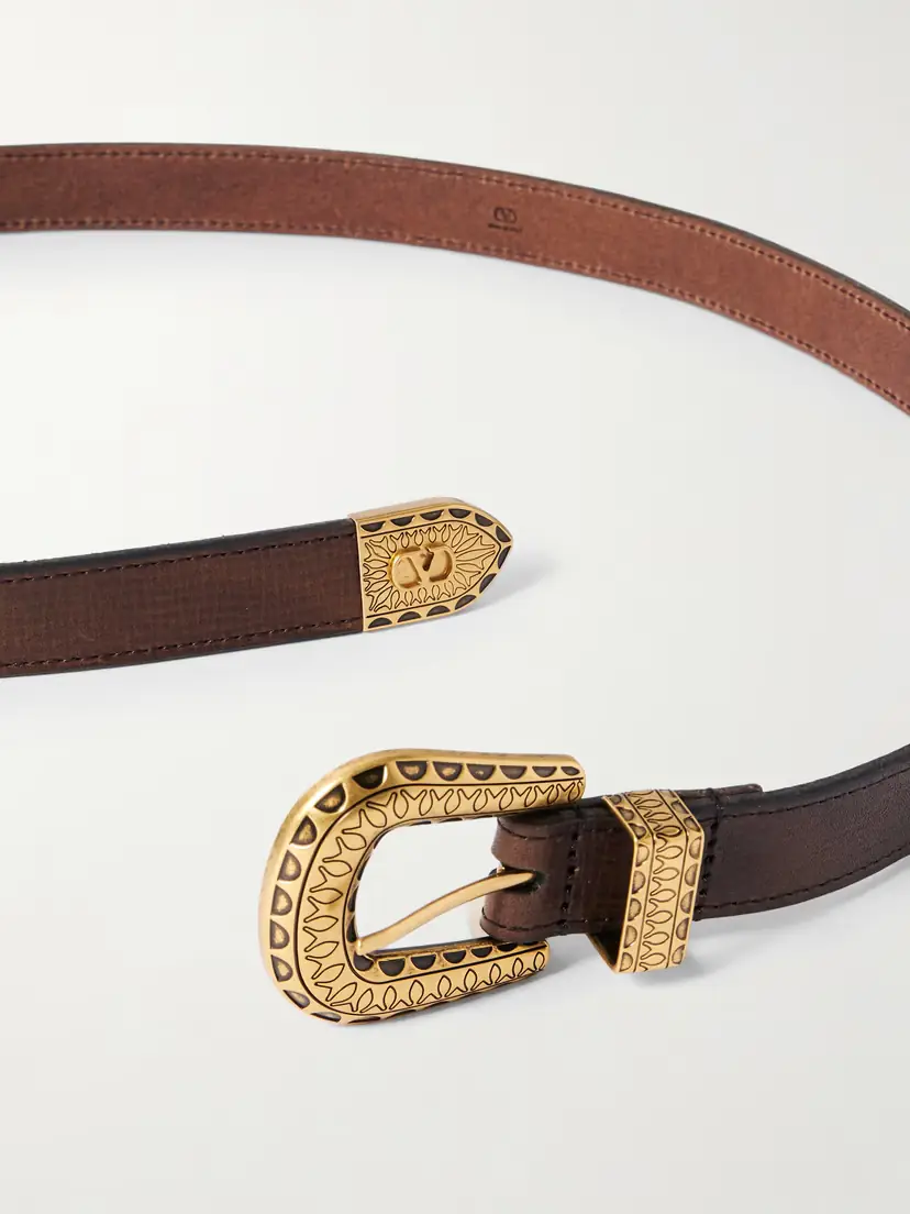 Valentino Garavani Vlogo Textured-leather Belt | Thumbnail 3