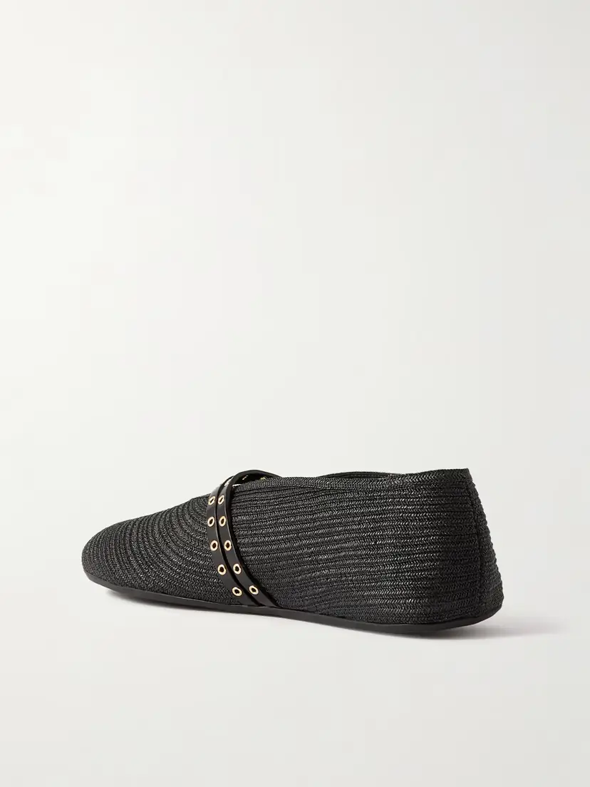Alaïa Leather-trimmed Raffia Ballet Flats | Thumbnail 3 Alaïa Leather-trimmed Raffia Ballet Flats | Thumbnail 3