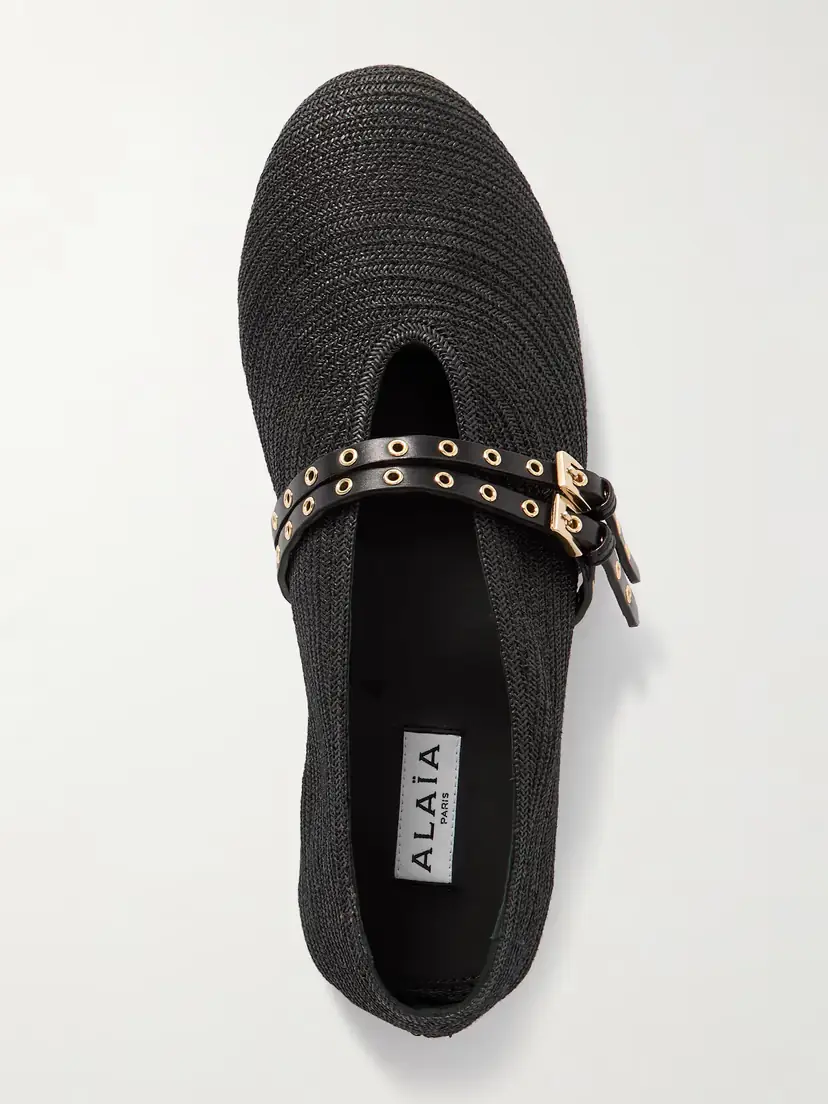 Alaïa Leather-trimmed Raffia Ballet Flats | Thumbnail 5 Alaïa Leather-trimmed Raffia Ballet Flats | Thumbnail 5