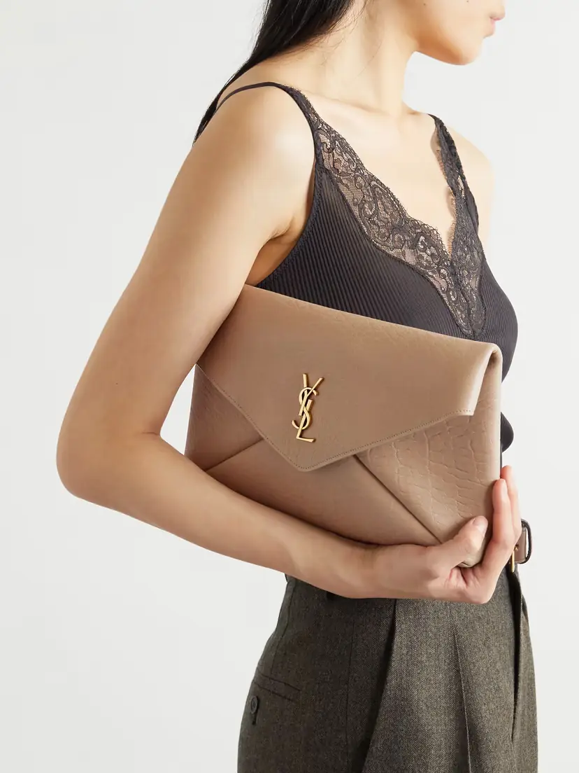 Saint Laurent Cassandre Large Textured-leather Clutch | Thumbnail 2 Saint Laurent Cassandre Large Textured-leather Clutch | Thumbnail 2
