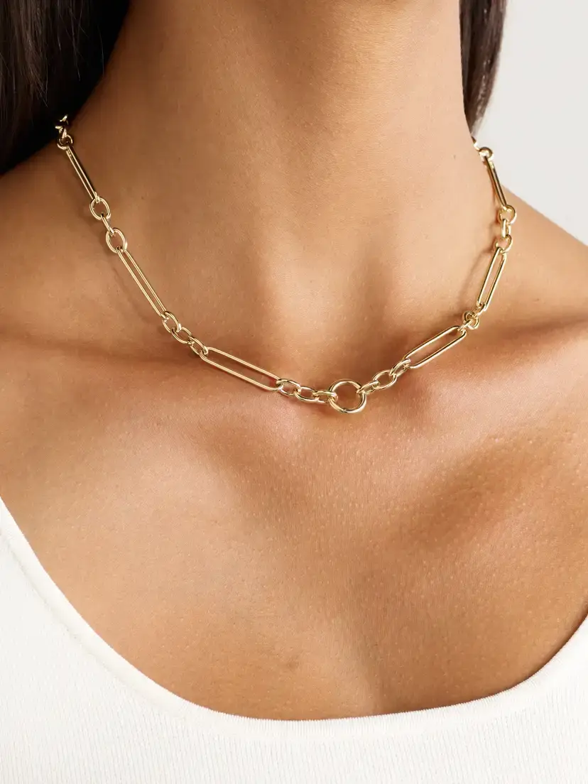 Lucy Delius Trombone Link 14-karat Gold Necklace | Thumbnail 2