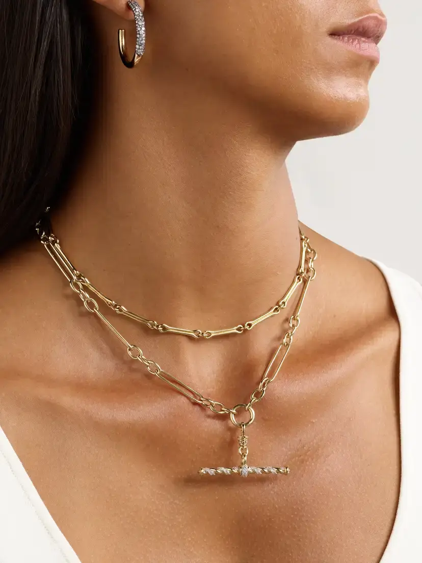 Lucy Delius Trombone Link 14-karat Gold Necklace | Thumbnail 5