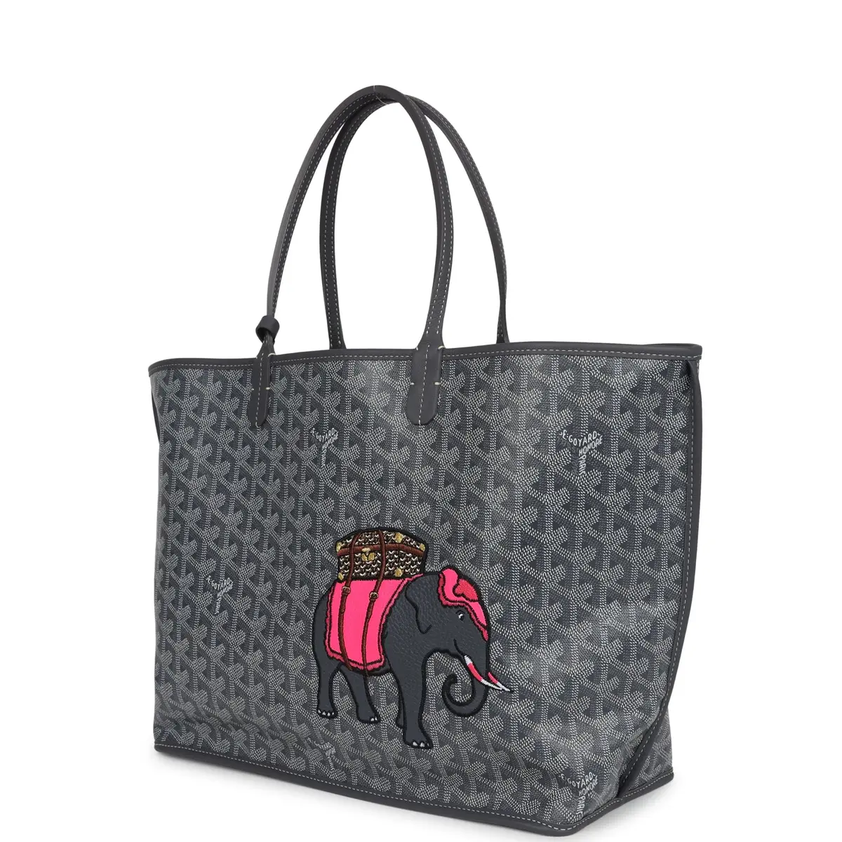 goyard Goyard Goyardine Grey Anjou PM Embroidered Elephant Tote Palladium Hardware | Thumbnail 5 goyard Goyard Goyardine Grey Anjou PM Embroidered Elephant Tote Palladium Hardware | Thumbnail 5