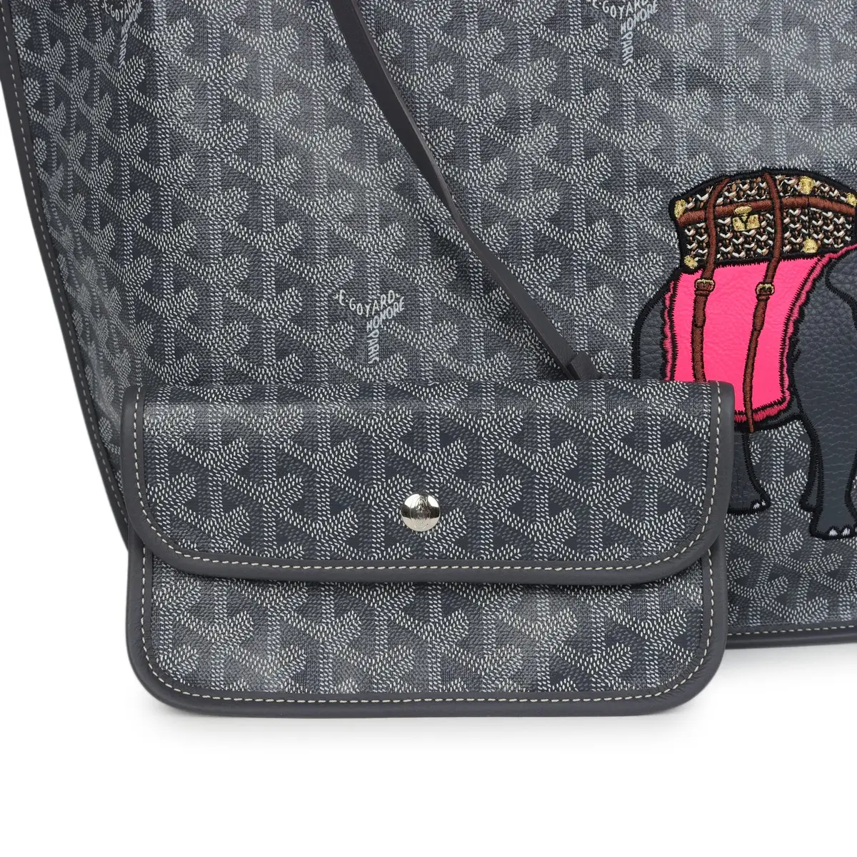 goyard Goyard Goyardine Grey Anjou PM Embroidered Elephant Tote Palladium Hardware | Thumbnail 6 goyard Goyard Goyardine Grey Anjou PM Embroidered Elephant Tote Palladium Hardware | Thumbnail 6