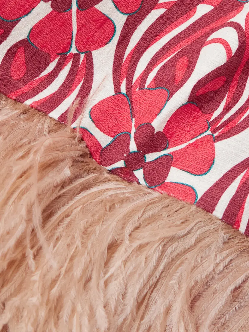 La DoubleJ Icon La Scala Feather-trimmed Printed Stretch-cotton Tweed Top | Thumbnail 4