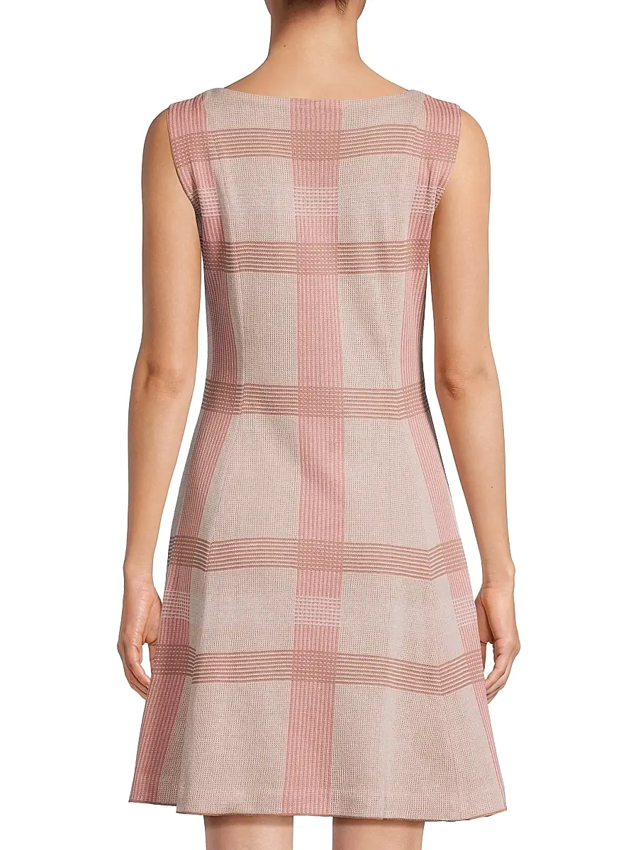 Misook Women's A-Line Multi-Color Plaid Knit Minidress | Thumbnail 5 Misook Women's A-Line Multi-Color Plaid Knit Minidress | Thumbnail 5