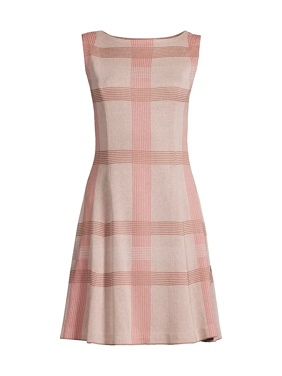 Women's A-Line Multi-Color Plaid Knit Minidress Women's A-Line Multi-Color Plaid Knit Minidress