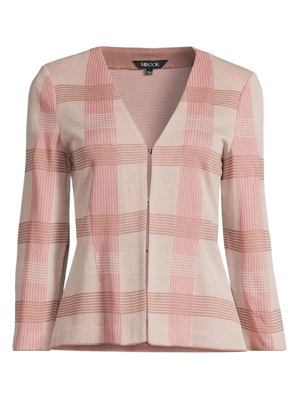 Misook Women's Tailored Plaid Knit Jacket