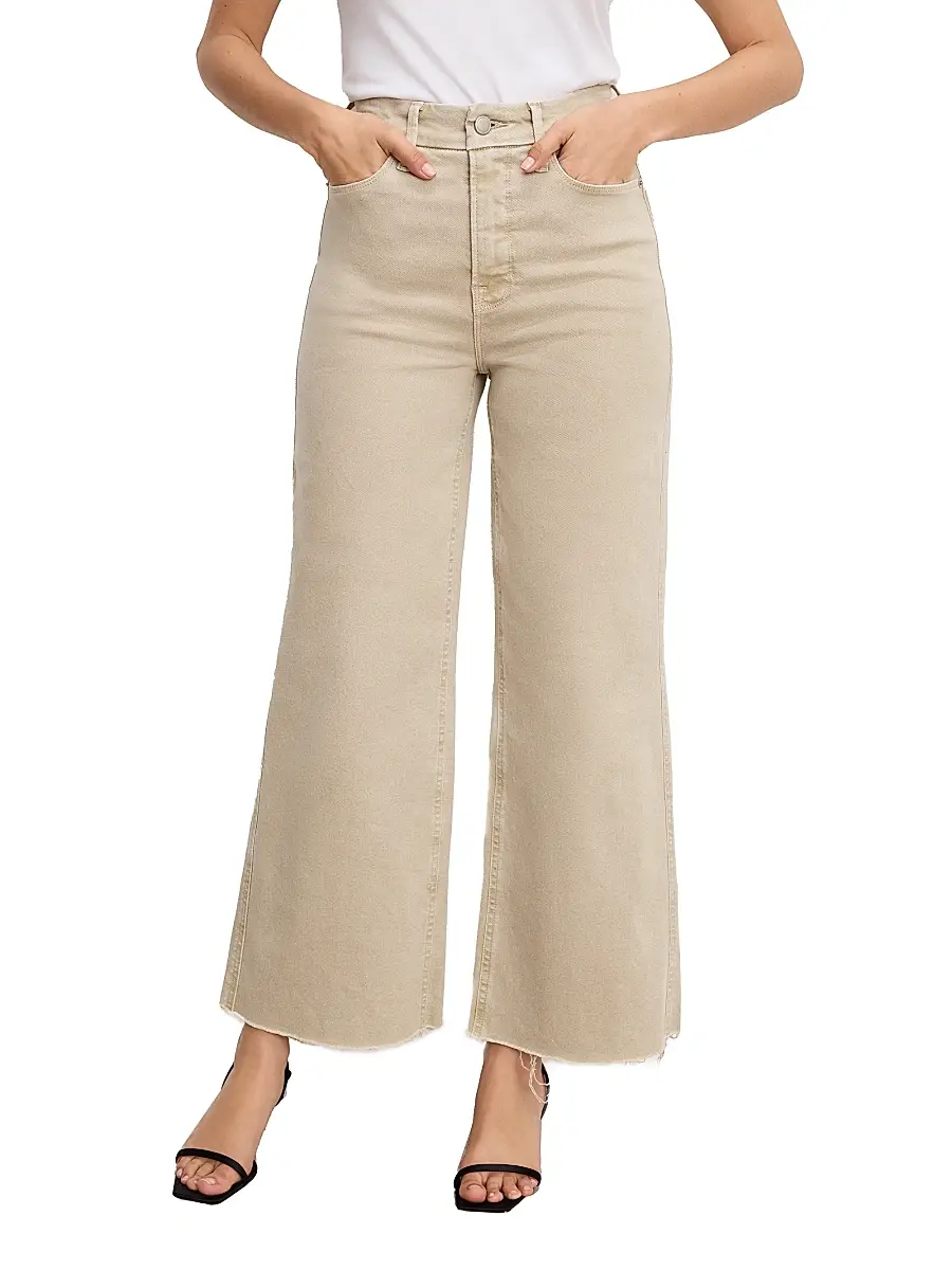 GOOD AMERICAN Women's Good Skate Wide-Leg Crop Jeans