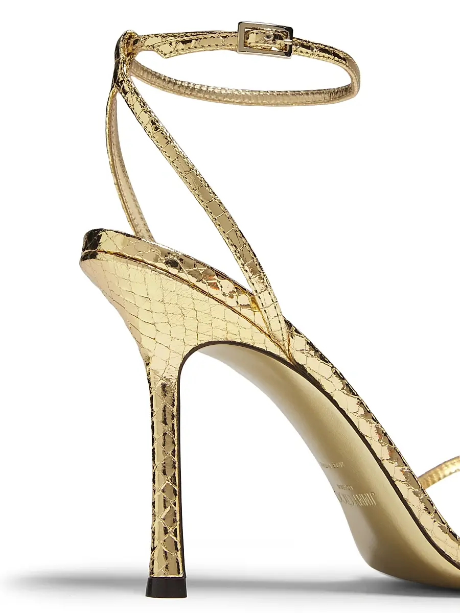 Jimmy Choo Women's Leo 100MM Metallic Leather Sandals - Gold | Thumbnail 6 Jimmy Choo Women's Leo 100MM Metallic Leather Sandals - Gold | Thumbnail 6