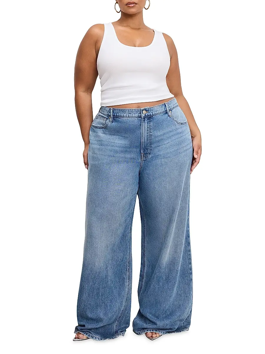 GOOD AMERICAN Women's Weightless Good Standard Ease Wide-Leg Jeans | Thumbnail 3 GOOD AMERICAN Women's Weightless Good Standard Ease Wide-Leg Jeans | Thumbnail 3
