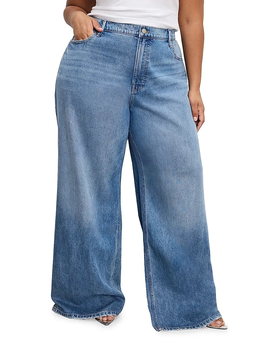 GOOD AMERICAN Women's Weightless Good Standard Ease Wide-Leg Jeans | Thumbnail 8 GOOD AMERICAN Women's Weightless Good Standard Ease Wide-Leg Jeans | Thumbnail 8