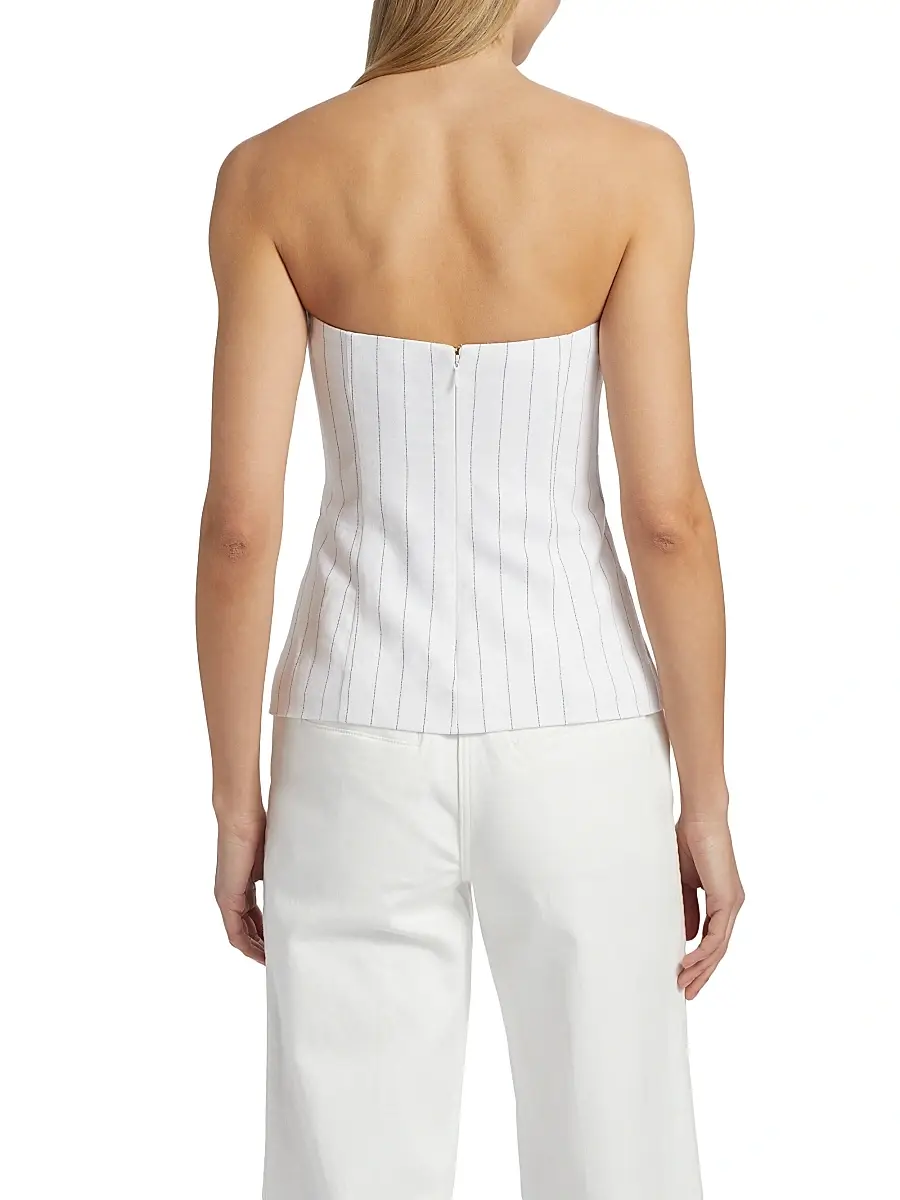 Generation Love Women's Quinn Pinstripe Linen-Blend Strapless Vest | Thumbnail 5