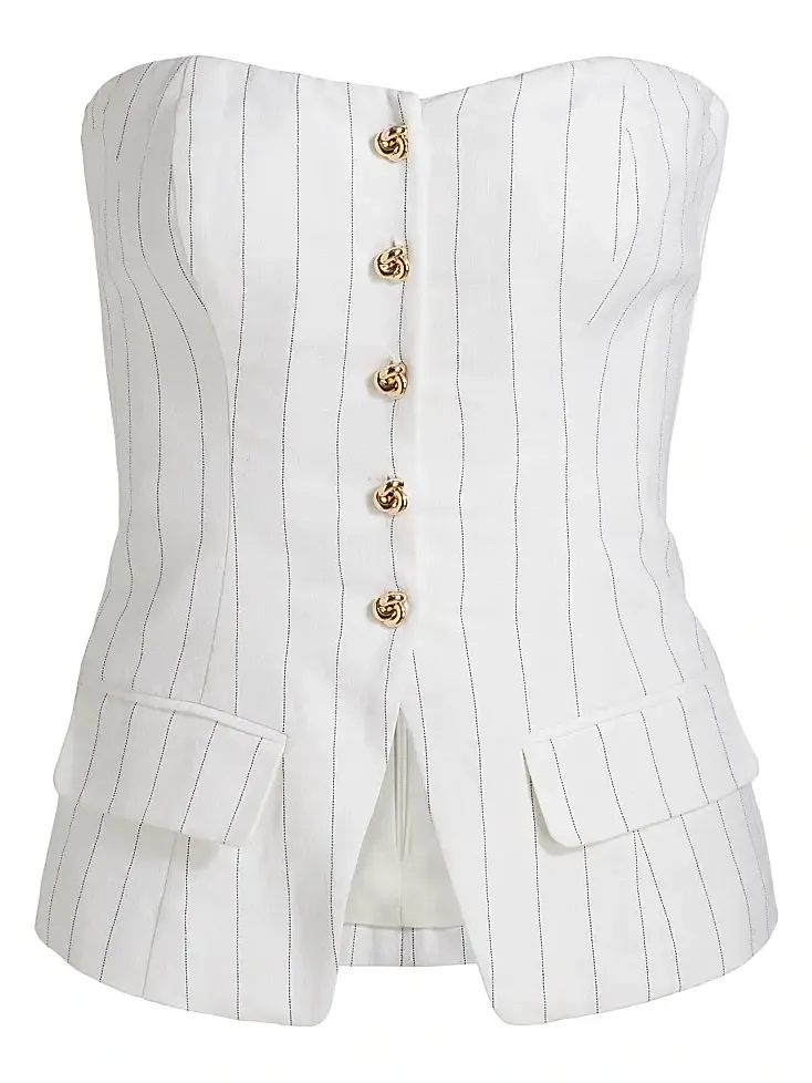 Generation Love Women's Quinn Pinstripe Linen-Blend Strapless Vest