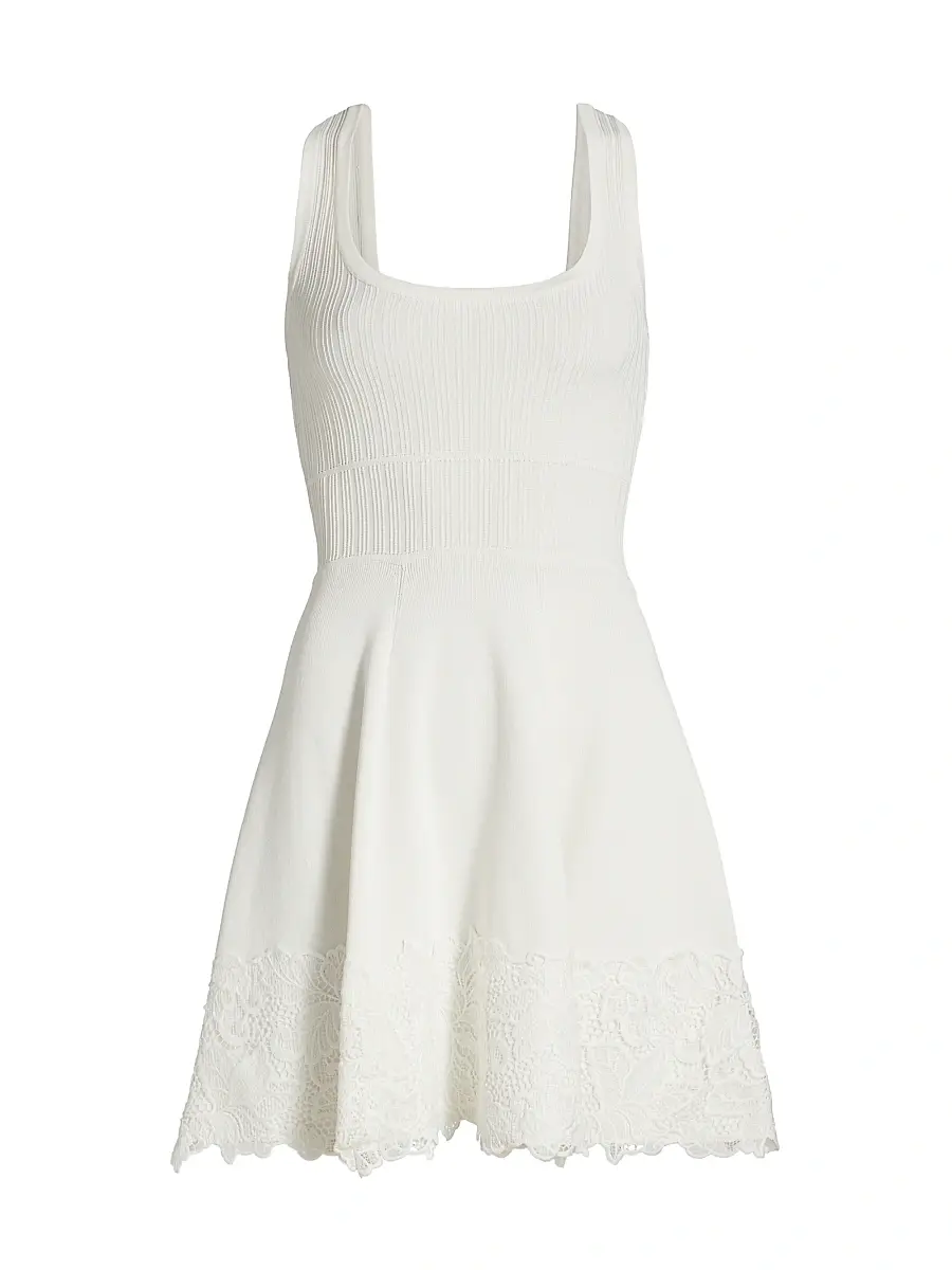 Generation Love Women's Orpheus Lace Combo Rib Mini-Dress - White | Image 1 Generation Love Women's Orpheus Lace Combo Rib Mini-Dress - White | Image 1