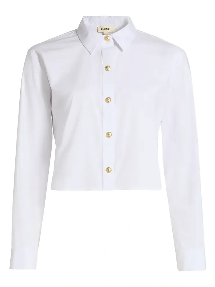 L'Agence Women's Cosette Crop Hi-Low Shirt