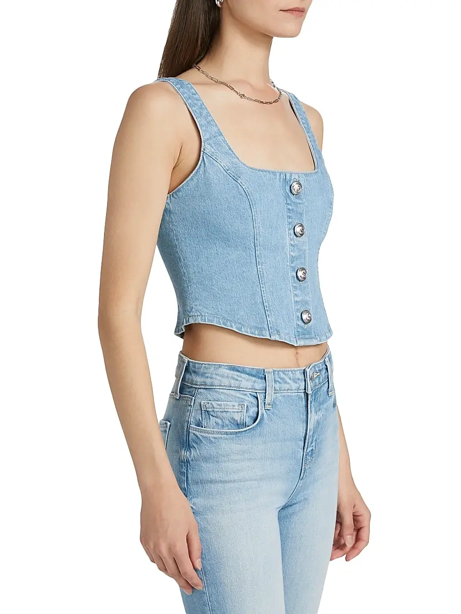 L'Agence Women's Saga Denim Button-Front Tank | Thumbnail 4 L'Agence Women's Saga Denim Button-Front Tank | Thumbnail 4