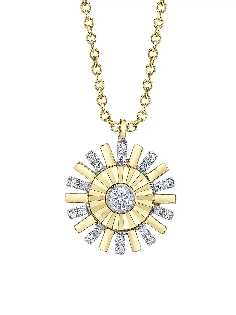 Shy Creation Women's Kate 14K Yellow Gold & 0.11 TCW Diamond Starburst Pendant Necklace - Yellow Gold | Image 1 Shy Creation Women's Kate 14K Yellow Gold & 0.11 TCW Diamond Starburst Pendant Necklace - Yellow Gold | Image 1