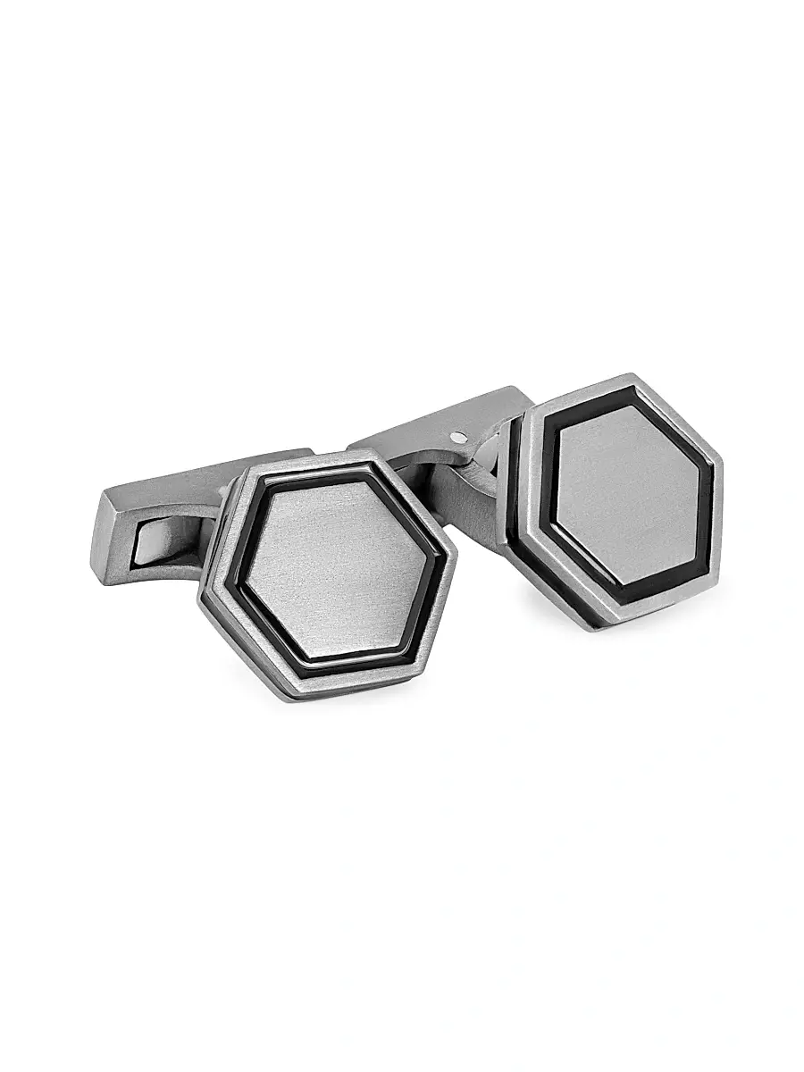 Men's x Lamborghini Hex Titanium & Enamel Cufflinks - Black Enamel Men's x Lamborghini Hex Titanium & Enamel Cufflinks - Black Enamel