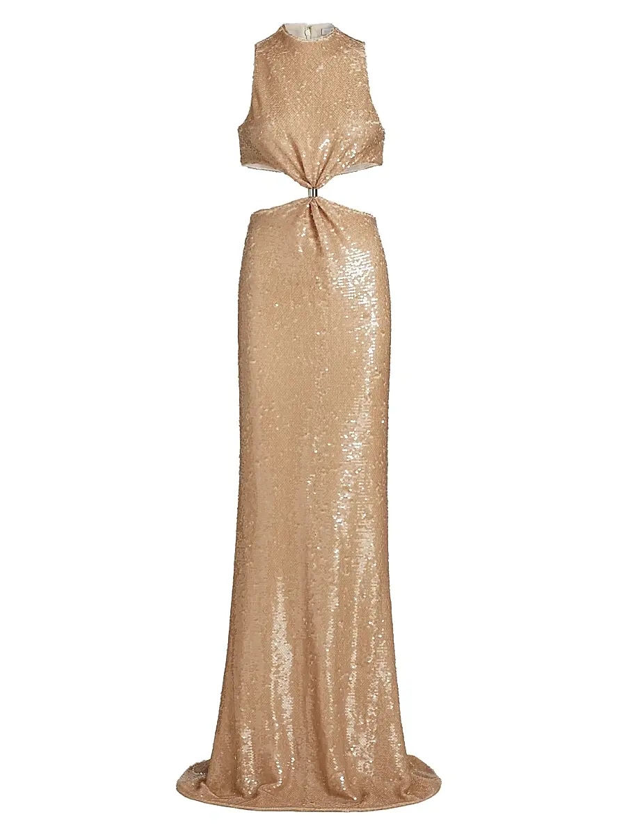 Et Ochs Women's Tashi Sequined Cut-Out Gown - Beige | Image 1 Et Ochs Women's Tashi Sequined Cut-Out Gown - Beige | Image 1